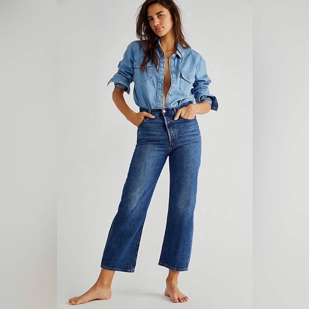 NWT Levis Premium RIBCAGE STRAIGHT ANKLE WOMENS JEANS Dark Mineral Wash 27x27
